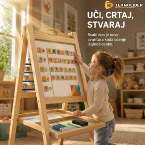 Dvostrana drvena tabla za crtanje i učenje slova