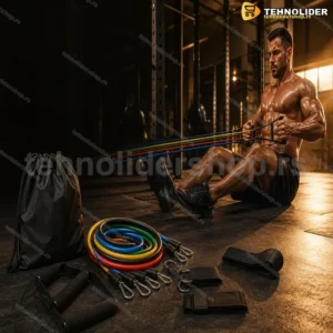 Elastične Trake za Vežbanje – Set od 5 Guma sa Priborom (88 kg)