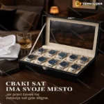 Elegantna Kutija za Satove 12 Komada – Providni Poklopac i Somot