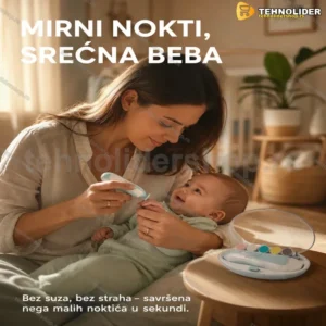 Električni Trimer za Nokte za Bebe – Tihi Motor, LED Svetlo i 6 Jastučića