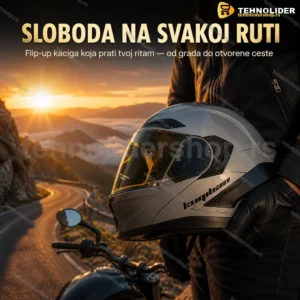 Flip-up kaciga siva sa ugradjenim naočarima za sunce