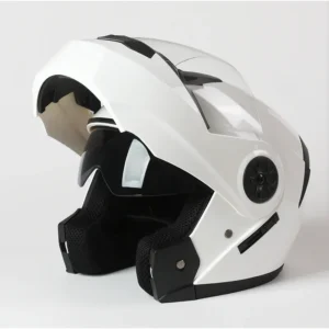 Flip-up moto kaciga bela sa integrisanim naočarima