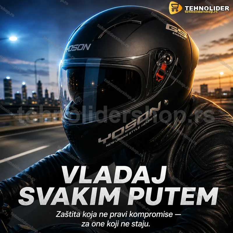 Integralna moto kaciga YOSON GS Energy sa duplim vizirom, mat crna Integralna moto kaciga YOSON GS Energy sa duplim vizirom, mat crna