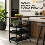 Kolica-polica na točkićima sa tri nivoa, visina 104,5 cm