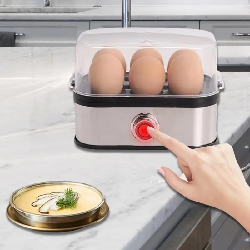 Kuvar za jaja od nerđajućeg čelika — pravougaoni inox dizajn inox kuvar za jaja - u upotrebi