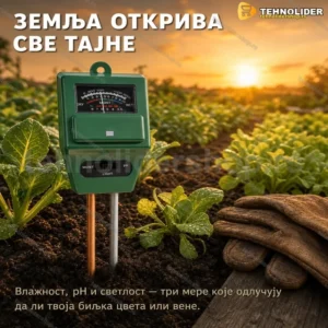 Merač Vlažnosti, pH i Svetlosti Zemljišta 3u1 – Elektroda 20cm