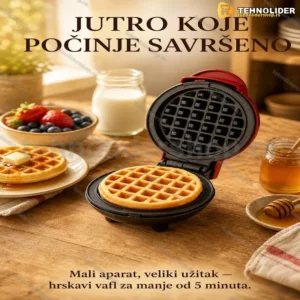 Mini Aparat za Vafle – Nelepljiva Ploča, 350W, Crveni