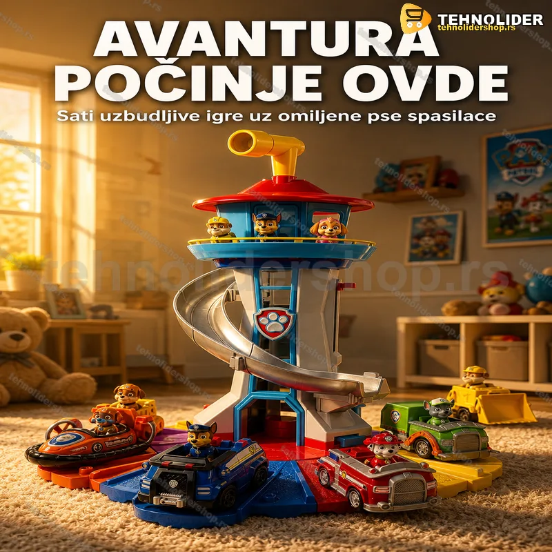 Muzički toranj sa rotirajućim svetlom i figurama pasa spasilaca Muzički toranj sa rotirajućim svetlom i figurama pasa spasilaca