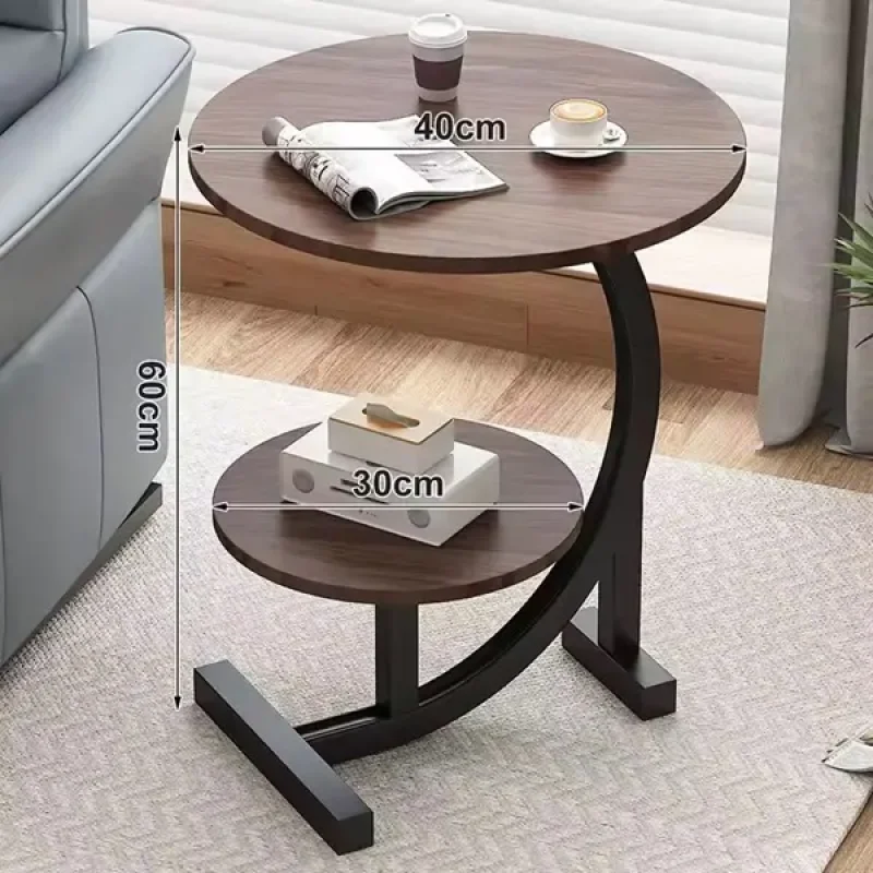 Okrugli pomoćni stočić sa dva nivoa, braon mermer 62×40×30 cm braon dvostruki stočić - u upotrebi