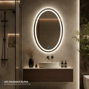 Ovalno LED ogledalo sa grejačem protiv magle za kupatilo