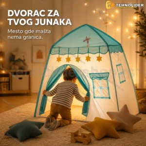Plavi dečji šator dvorac — kućica za igru u sobi i bašti