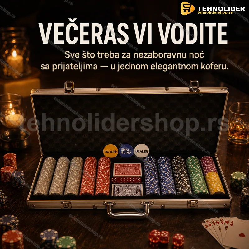 Poker set 500 žetona sa dva špila karata i kasetonskim kofrom Poker set 500 žetona sa dva špila karata i kasetonskim kofrom