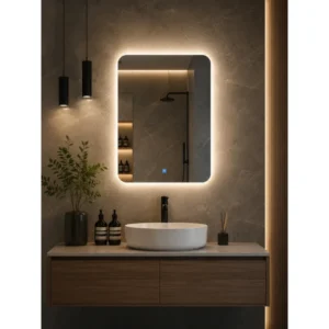 Pravougaono LED ogledalo za kupatilo 50×70 cm sa touch kontrolom