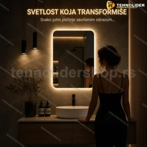 Pravougaono LED ogledalo za kupatilo 50×70 cm sa touch kontrolom