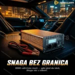 Pretvarač Napona 12V 220V 3000W sa LCD Displejom — Novi Model