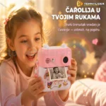 Roze instant kamera za decu s motivom jednoroga — 24MP
