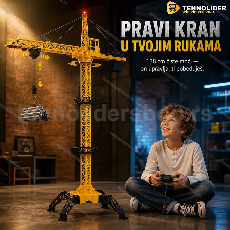RC toranjski građevinski kran 138 cm — upravljanje na daljinu 1:8 RC toranjski građevinski kran 138 cm — upravljanje na daljinu 1:8