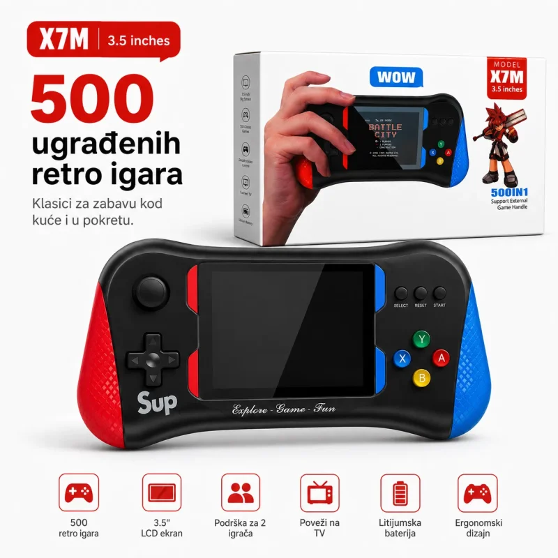Q12 ručna retro konzola sa ugrađenim igrama konzola Q12 - u upotrebi