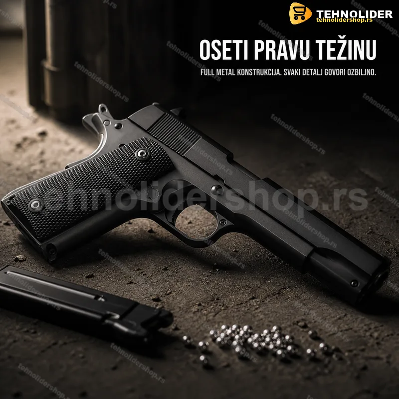 Replika pištolja Kolt 1911 — full metal airsoft, crne korice Replika pištolja Kolt 1911 — full metal airsoft, crne korice