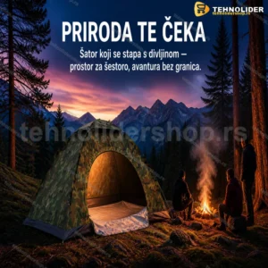 Šator za 6 osoba u maskirnom dezenu za kampovanje
