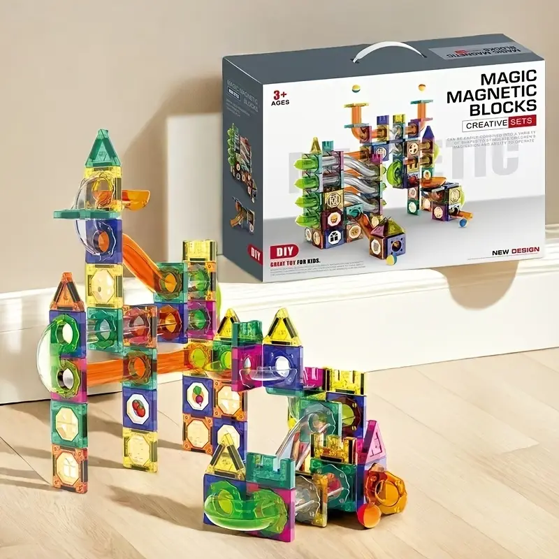 Set magnetnih kocki 164 dela za decu od 3 godine magnetne kocke 164 - prednja strana