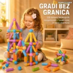 Set magnetnih štapića i čeličnih kuglica — 128 delova