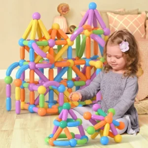 Set magnetnih štapića i čeličnih kuglica — 128 delova