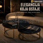 Set od 2 klub stola INSTYLE — crni mermer i zlatne noge