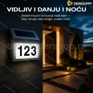 Solarni LED Kućni Broj – Vidljiv Danju i Noću, Lako Montiranje