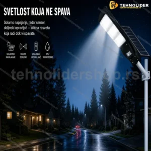 Solarni LED Reflektor 90W za Stubnu Montažu sa Daljinskim Upravljačem
