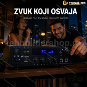 Stereo Bluetooth pojačalo BT-1388C sa FM radiom i daljinskim