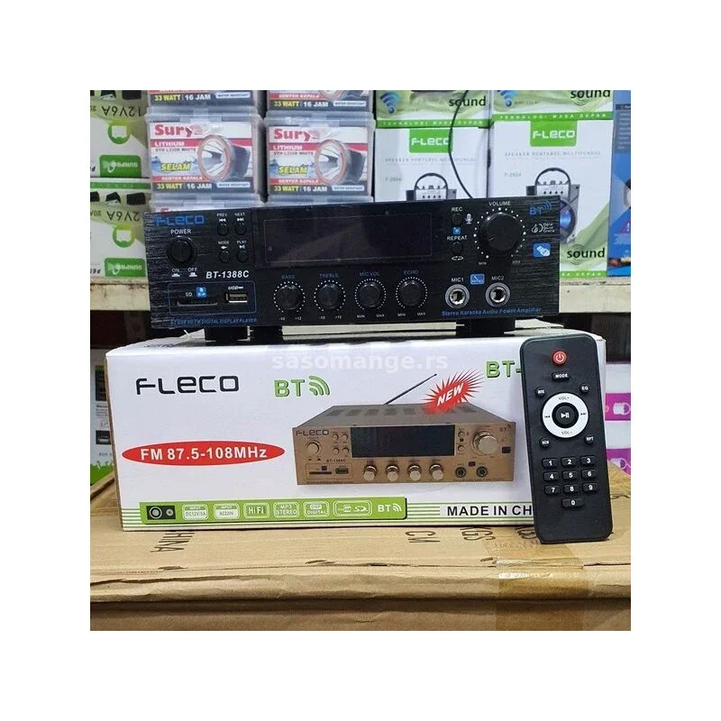 Stereo Bluetooth pojačalo BT-1388C sa FM radiom i daljinskim bluetooth pojačalo - prednja strana