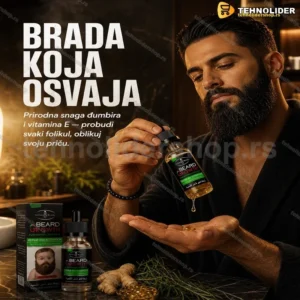 Ulje za Rast Brade – 100% Prirodna Formula sa Đumbirom i Vitaminom E