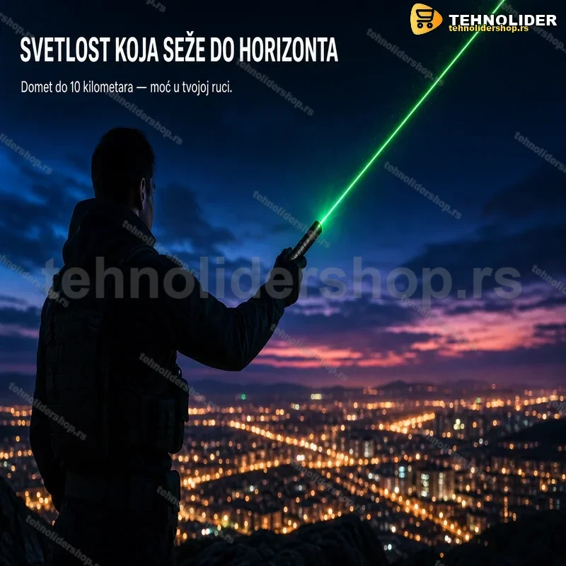 Zeleni Laser Pointer 1000mW – Podesivi Fokus, Domet do 10 km Zeleni Laser Pointer 1000mW – Podesivi Fokus, Domet do 10 km