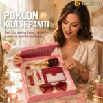 Ženski poklon set 3u1 — parfem ruža, sat, novčanik i naočare