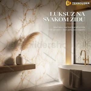 3D zidne obloge bele mermer zlatne žile 60x60 cm, 10 kom