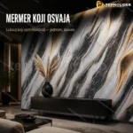 3D zidne obloge zlatne crno-beli mermer 60x60 cm, 12 kom
