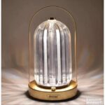 Andowl Crystal LED Gold stona lampa fenjer sa staklenom kupolom