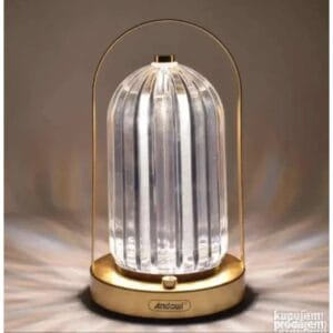Andowl Crystal LED Gold stona lampa fenjer sa staklenom kupolom