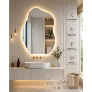 Aura LED ogledalo asimetričnog oblika 52×72 cm sa pozadinskim svetlom