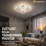 Bela LED plafonjera sa četiri kvadrata 54W — 70×53 cm