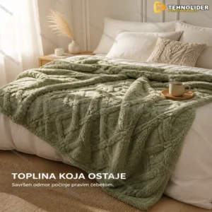 Ćebe pletenica 200x230 cm — mekano ćebe sa reljefom