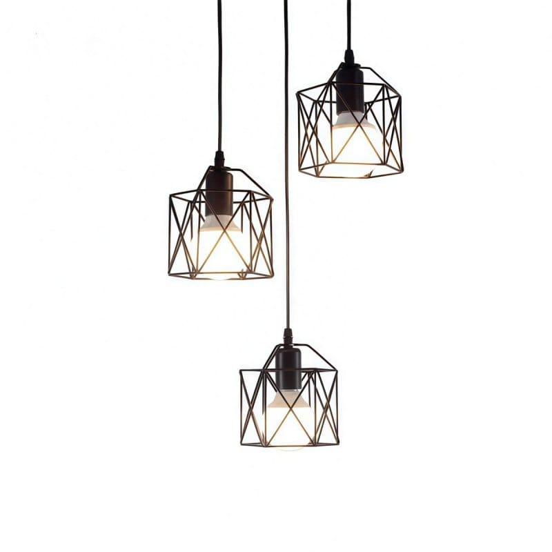 Crna visilica geometrijskog oblika WQCSH E27 750 lm geometrijska visilica - u upotrebi