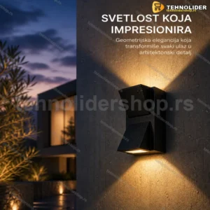Crna zidna lampa od ABS plastike sa kaljenim staklom