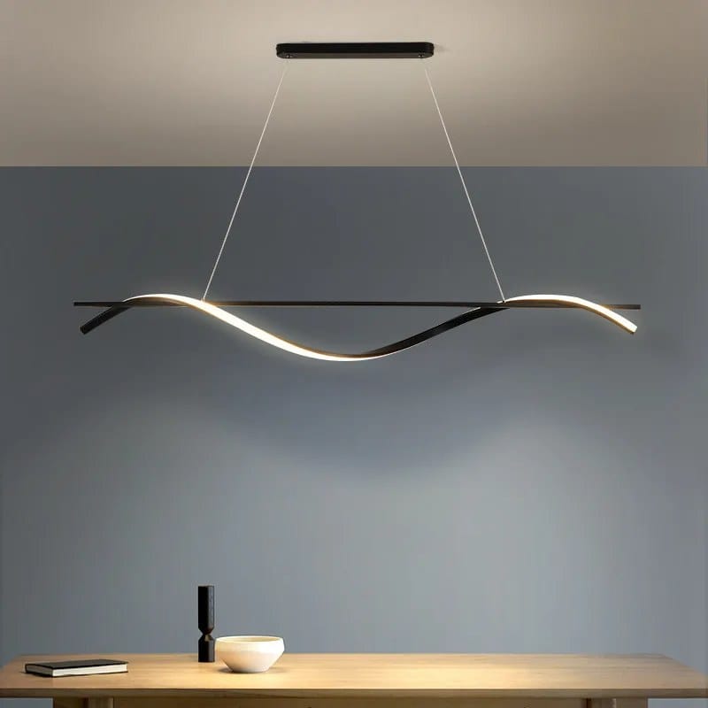 Crni linijski luster talasastog oblika NMLights 100 cm crni linijski luster - prednja strana