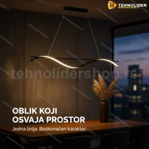 Crni linijski luster talasastog oblika NMLights 100 cm