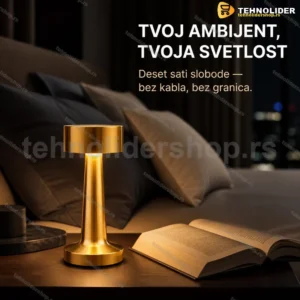 Elements punjiva zlatna stona lampa, metal, 21 cm, dodir