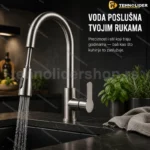 Inox kuhinjska slavina sa izvlačivim tušem i 2 mlaza