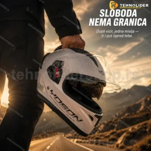 Integralna moto kaciga YOSON GS Energy sa duplim vizirom, bela