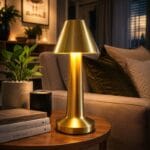 IXILUXE punjiva stona lampa zlatna, oblik kupe 24 cm